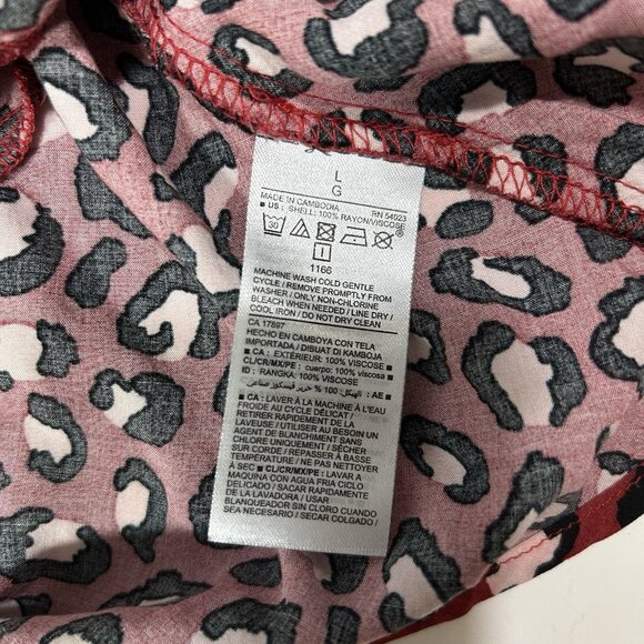 Old Navy Women Cheetah Print A-Line Short Dress V-Neck Burgundy Elastic Waist L - Picture 7 of 10